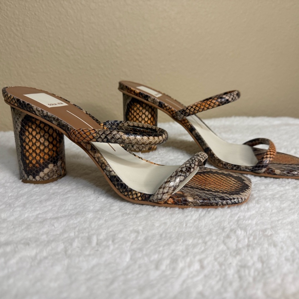 Dolce Vita Brown Snakeskin Heels - Picture 11 of 13